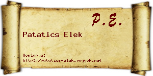 Patatics Elek névjegykártya